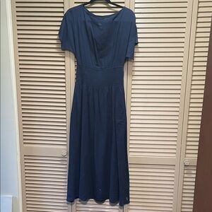 Faherty Navy Midi Dress